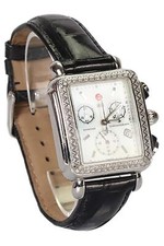 MICHELE DECO 71-6000 STAINLESS STEEL AND LEATHER WRIST WATCH