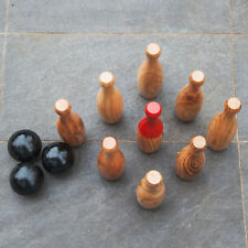 Garden Skittles Wooden Set Outdoor or Indoor Bowling in Carry Bag Garden Games
