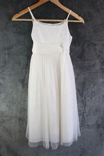 Tigerlily Age 7 White Strappy Dress with Butterfly Embroidery and White Ribbon
