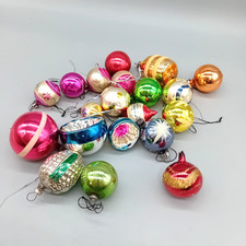 ANTIQUE GLASS CHRISTMAS BAUBLES BUNDLE Collectable Colourful German glass