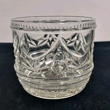 Vintage Cut Glass Planter Vase Or Wine Bottle Coaster Open Storage 10cm Height