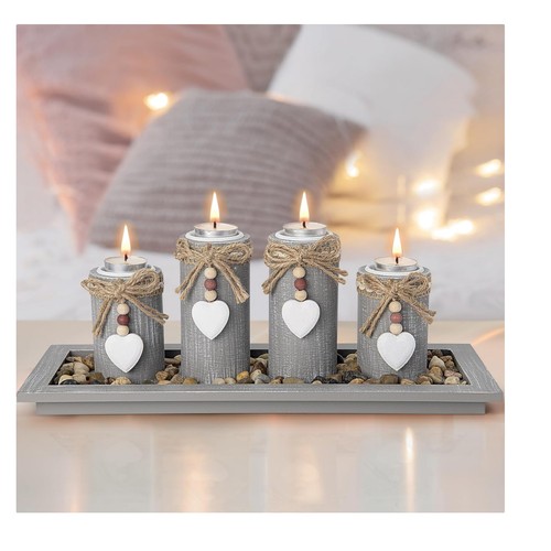 Set wooden candle - set,