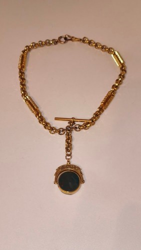 Antique 9ct gold double albert - antique,