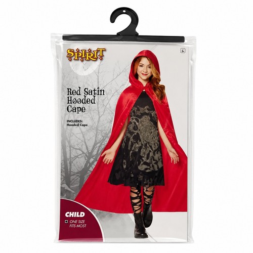 Spirit red satin hooded - satin, cape