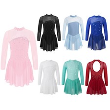 UK Kids Girls Leotard Dance Dress Jazz Uniform Exercise Gymnastic Twirling Tulle