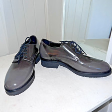 Clarks Narrative Edena Grey Combi Duo Patent Leather Lace-up Shoes UK 5 *bnwt*