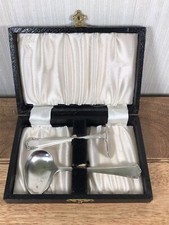 Vintage EPNS Boxed Childs Cutlery Set Pusher & Spoon