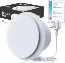 Silent 6 Inch Bathroom Extractor Fan with Plug, IPX4, 130m³/h Airflow
