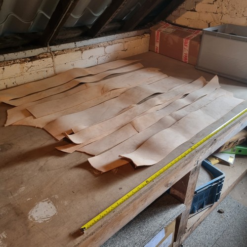 Veg tan leather strips job - tan,