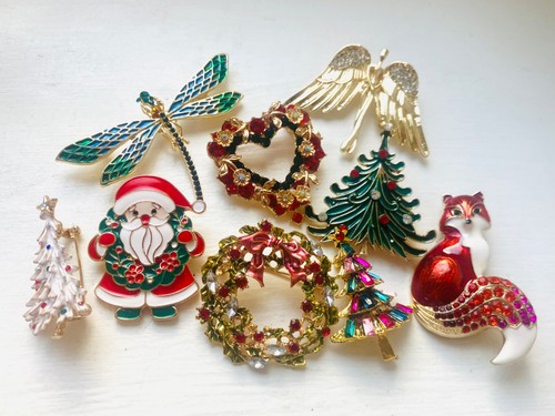 Christmas enamel brooch bundle - christmas,