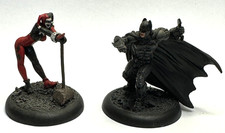 Batman & Harley miniatures by Knight Models, beautifully painted 32mm for DC RPG