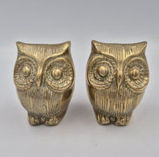 Pair vintage brass owl - pair,