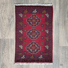 67 x 41cm Vintage Handmade Afghan Carpet Door Bath Mat Small Oriental Wool Rug