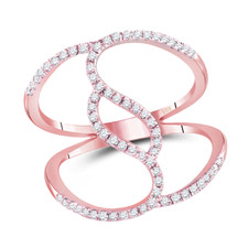 Diamond Cross Over Ring 10K Rose White or Yellow Gold Open Twist Band .33ct