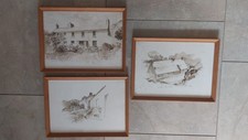 3 Original Alfred Eagers Watercolours of Welsh Farmhouse - Clegyr Boia
