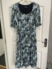 Brand New Ladies Size 10 Grey With Floral Print Dress By Cotton Traders