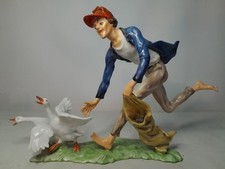 1970s -1990s Kaiser Porcelain GOOSE THIEF Figurine Man with Bag Stealing Geese