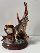 Bradford Exchange Al Agnew Guardians of the Night Illuminated Wolf Sculpture