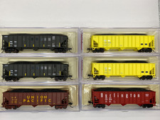 Atlas N Scale Trainman 90 Ton Hoppers 4Assorted Roads (6 Pieces)