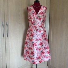 Adrianna Papell UK 10 Floral Dress Peach/Pink Structured Worn Once