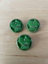 3 vintage green round shank buttons Westie Scottie terrier dog 1.7cm diameter