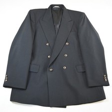 Vtg USA Made Double Breasted 44R Black Gold Button Mens Blazer Jacket Sport Coat