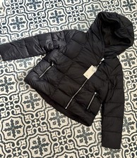 Zara Black Down Feather  Side Zip Puffer Short Coat Jacket XL UK16 # P48XL