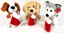 3 Christmas Puppies Plush Teddy Festive Bear Cuddly Toy  Xmas Present Gift Idea
