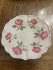 Pair of Bavarian China Decorative Rose Side Plates. 21cm. Gold Rim