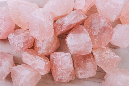 Rough rose quartz crystals - rose,