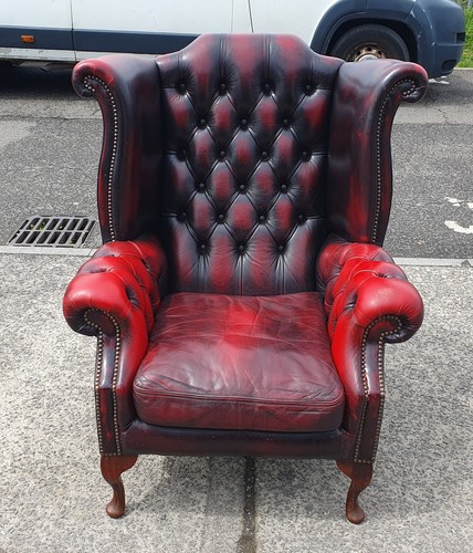 Oxblood leather chesterfield - oxblood,