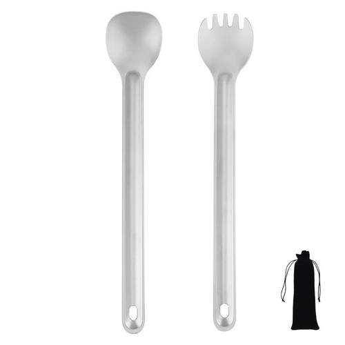 Titanium long handle spork - long,