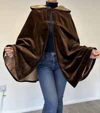 Handmade Vintage Velvet Hooded Cape Cloak Satin Lined Cottagecore Boho Gothic