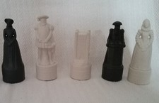 5 Vintage Wade Bisque British Caledonian Airways Chess Pieces Ornaments