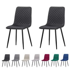 Set of 2 Dining Chairs Velvet Seat with Metal Legs Kitchen Office Living Room
