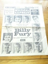 New Musical Express Newspaper January 1st 1965  Billy Fury cover