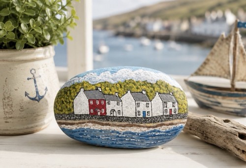 Original hand painted pebble - hand-painted,