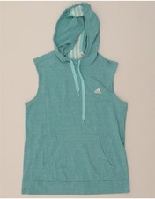 ADIDAS Womens Sleeveless Hoodie Jumper UK 12/14 Medium Blue Cotton DS42