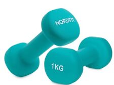 NORDFIT NEOPRENE COATED CAST IRON 2 X 1KG DUMBBELLS DUMB BELL WEIGHTS TURQUOISE