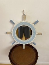 Wooden Ships Wheel Wall Mirror Nautical Home Hanging Pirate Art Seaside Boat