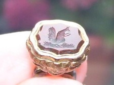 Rare Antique Georgian Squirrel Acorn Carnelian 9ct Gold Fob Wax Seal Pendant