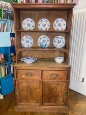 Antique Victorian Pine Cupboard Dresser Sliding Doors Extending serving table