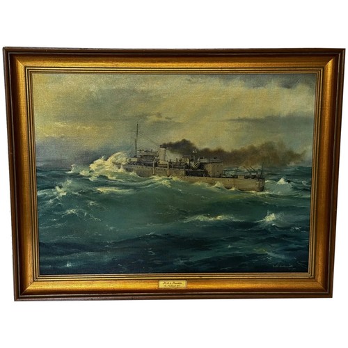 Oil painting hms - oil, ship