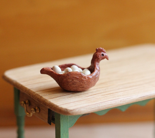 Dolls house miniature hen egg - miniature,