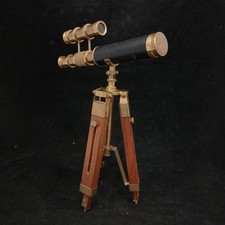 Telescope Antique Brass Replica On Wooden Tripod RMF30-GB