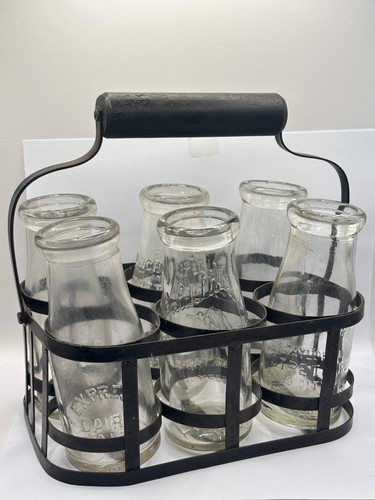 Old milk crate 6 glass - old,
