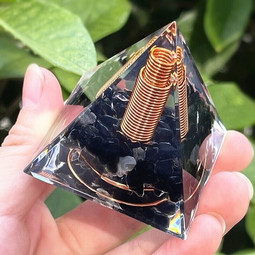 Pyramid obsidian orgone - obsidian,