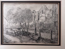 Vintage Etching “Old Isleworth” – J. Ashby (1951) – Framed Original Print