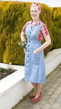 Freddies of Pinewood denim jumper pinafore dress. 50s rockabilly vintage style