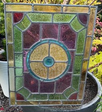 Stunning Gothic revival Church antique stained glass window, central roundrel